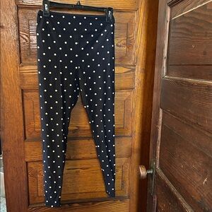 LuLaRoe Leggings in Navy with White polka Dots